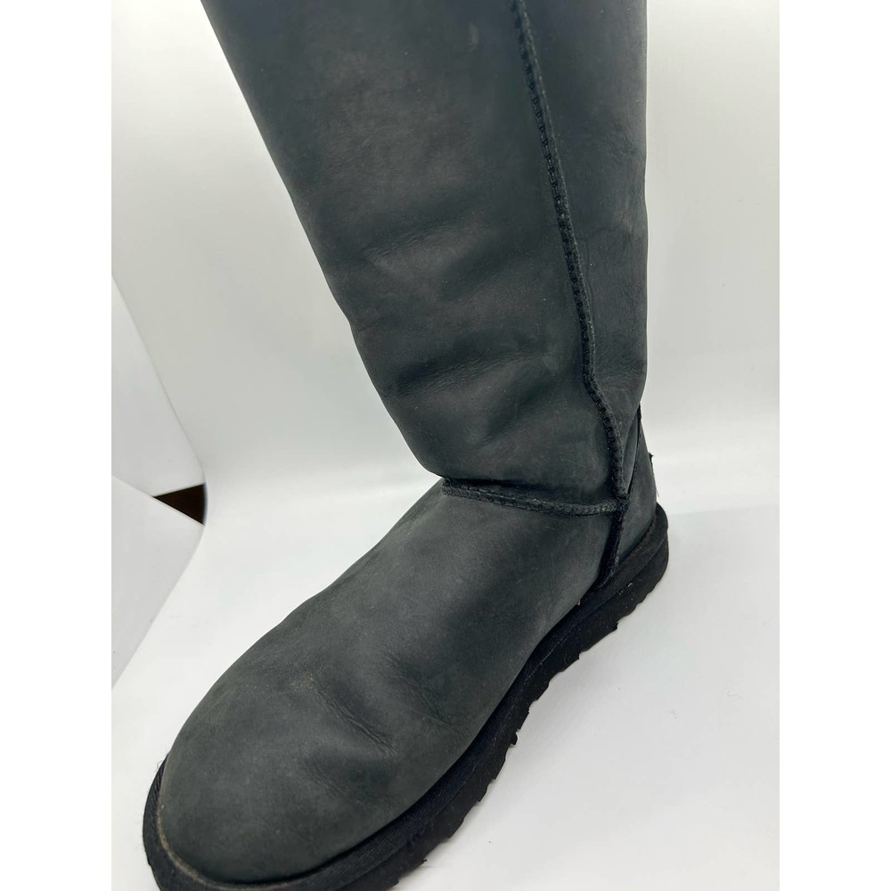Ugg Boots Women Size 8.5 Tall Black Fur Stitching Boho